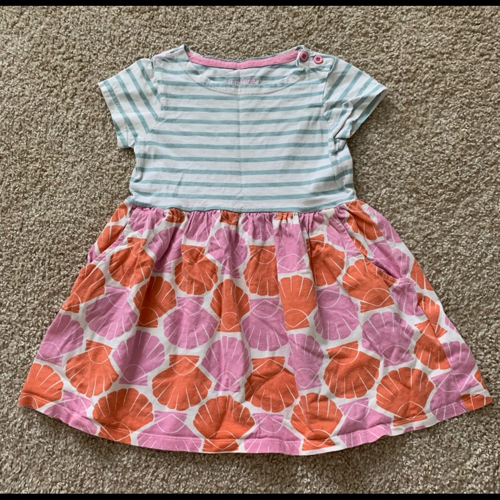 Mini Boden Toddler Girl Blue and White Striped Shell Dress